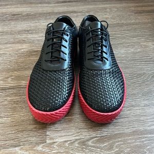 Marc Nolan Cody Black Woven Leather Lace Up Sneakers